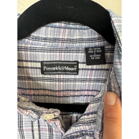 Vintage Preswick & Moore Men's Purple Shirt size Large short sleeve collared - Picture 4 of 7